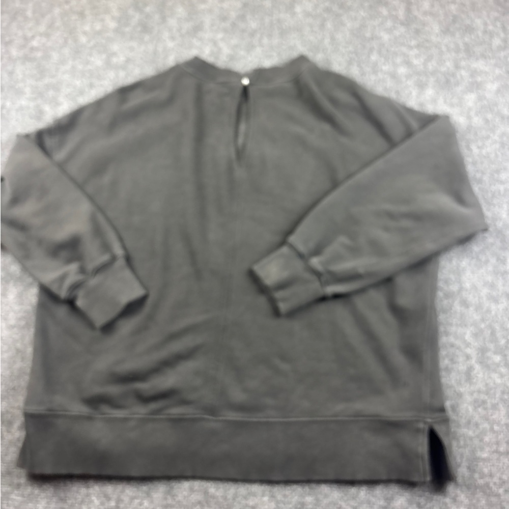 AERIE Women’s Charcoal Grey Crewneck Lace Bow Sweatshirt Keyhole cut out - Small - Picture 2 of 6
